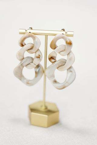 Cream Lucite Chain Statement Drop Earrings