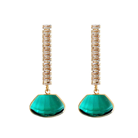 Emerald Swingy Diamond Earrings