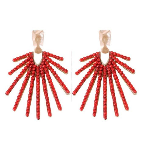 Red Sunburst Drop Earrings
