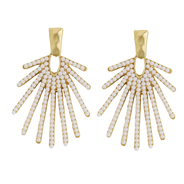 White Sunburst Drop Earrings