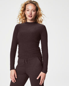 SPANX® SoftStretch
Long Sleeve Mockneck Top in Truffle Brown Heather