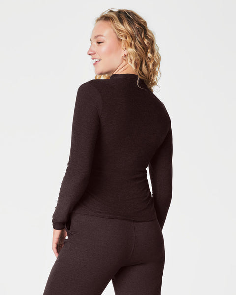 SPANX® SoftStretch
Long Sleeve Mockneck Top in Truffle Brown Heather