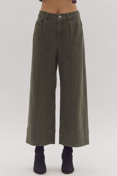 Olive Wide Leg Jeans