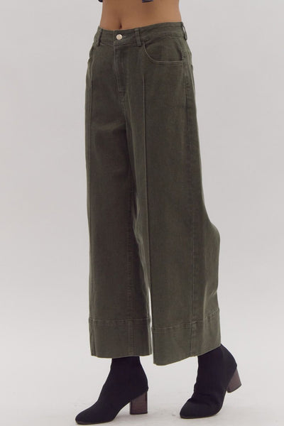 Olive Wide Leg Jeans