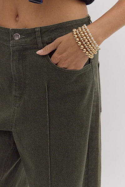 Olive Wide Leg Jeans