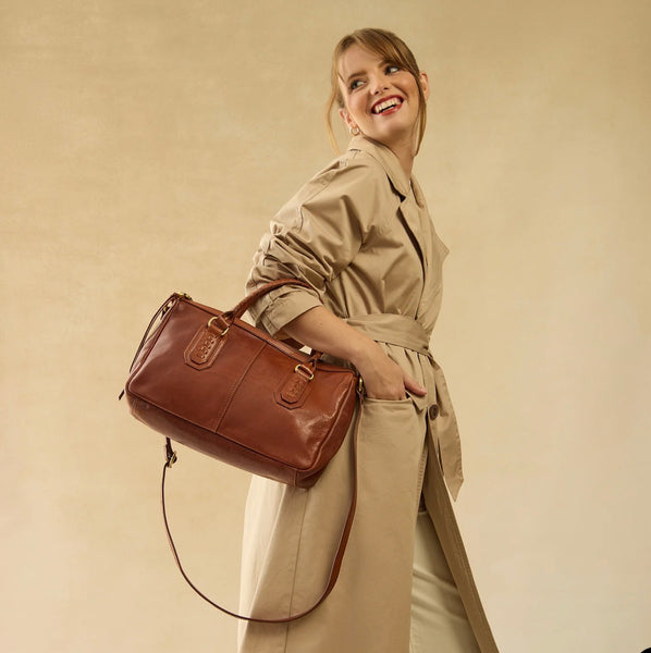 Hobo Expedition Satchel in Patina Leather Pecan Ridge