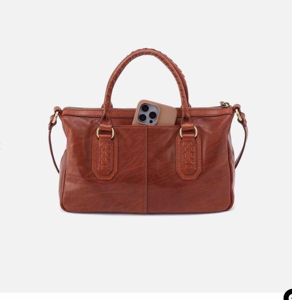 Hobo Expedition Satchel in Patina Leather Pecan Ridge