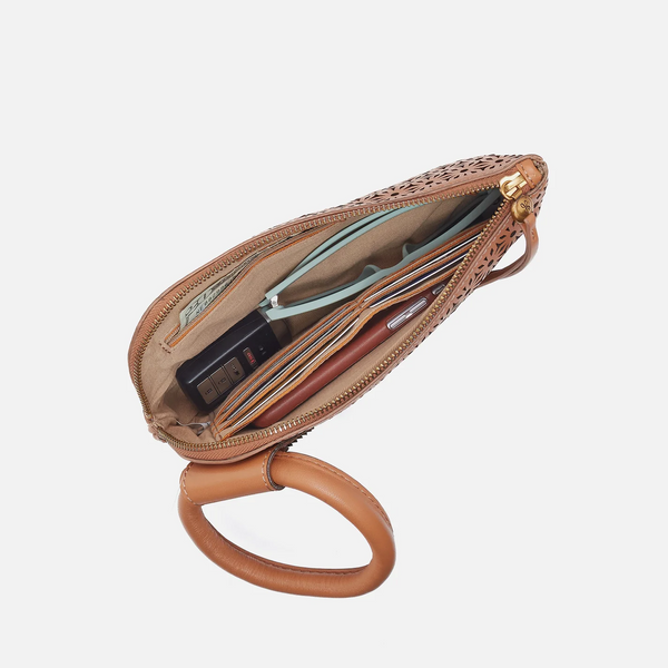 Hobo Sable Wristlet Sun Perf Leather