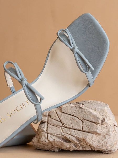 The Wendy Blue Double Strap Bow Heel