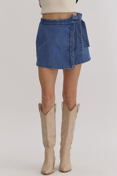 Braided Denim Skort