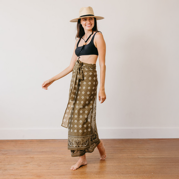 Sunshine Tienda Olive Bandana Tie Sarong