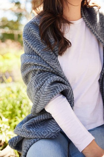 ChappyWrap - Bayside Herringbone Shawl - Midnight Navy