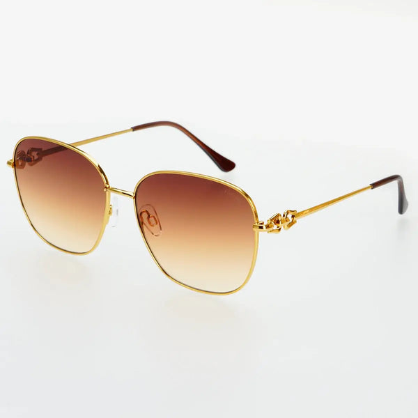 Lea Gold Brown Sunglasses: Gold / Brown