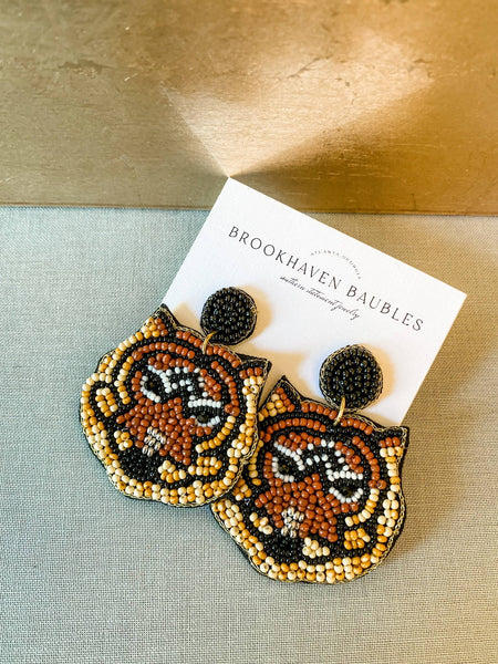 Tiger Beaded Earrings