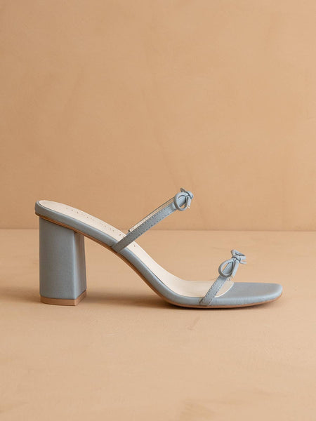 The Wendy Blue Double Strap Bow Heel