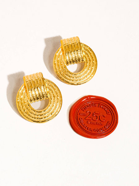 Candela Non-Tarnish Stripe Hoop Earring