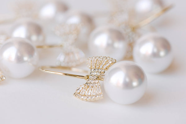 Bow Tie Pearl Holiday Statement Earrings