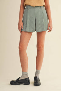 Houndstooth Pleated Shorts