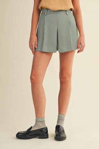 Houndstooth Pleated Shorts