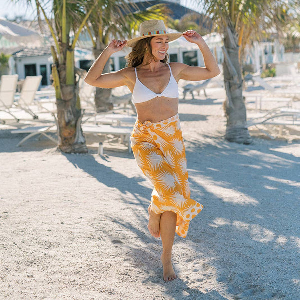Sunshine Tienda Gold Palm Geo with Gold Dot Sarong