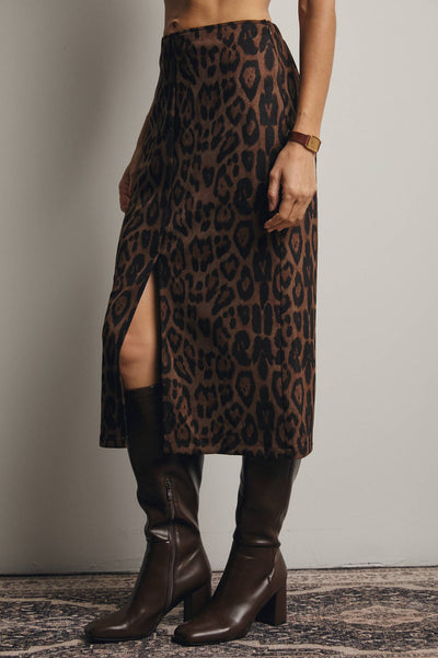 Leopard Print Midi Skirt