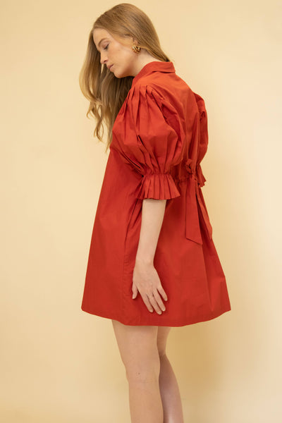 Cherry Red Poplin Dress