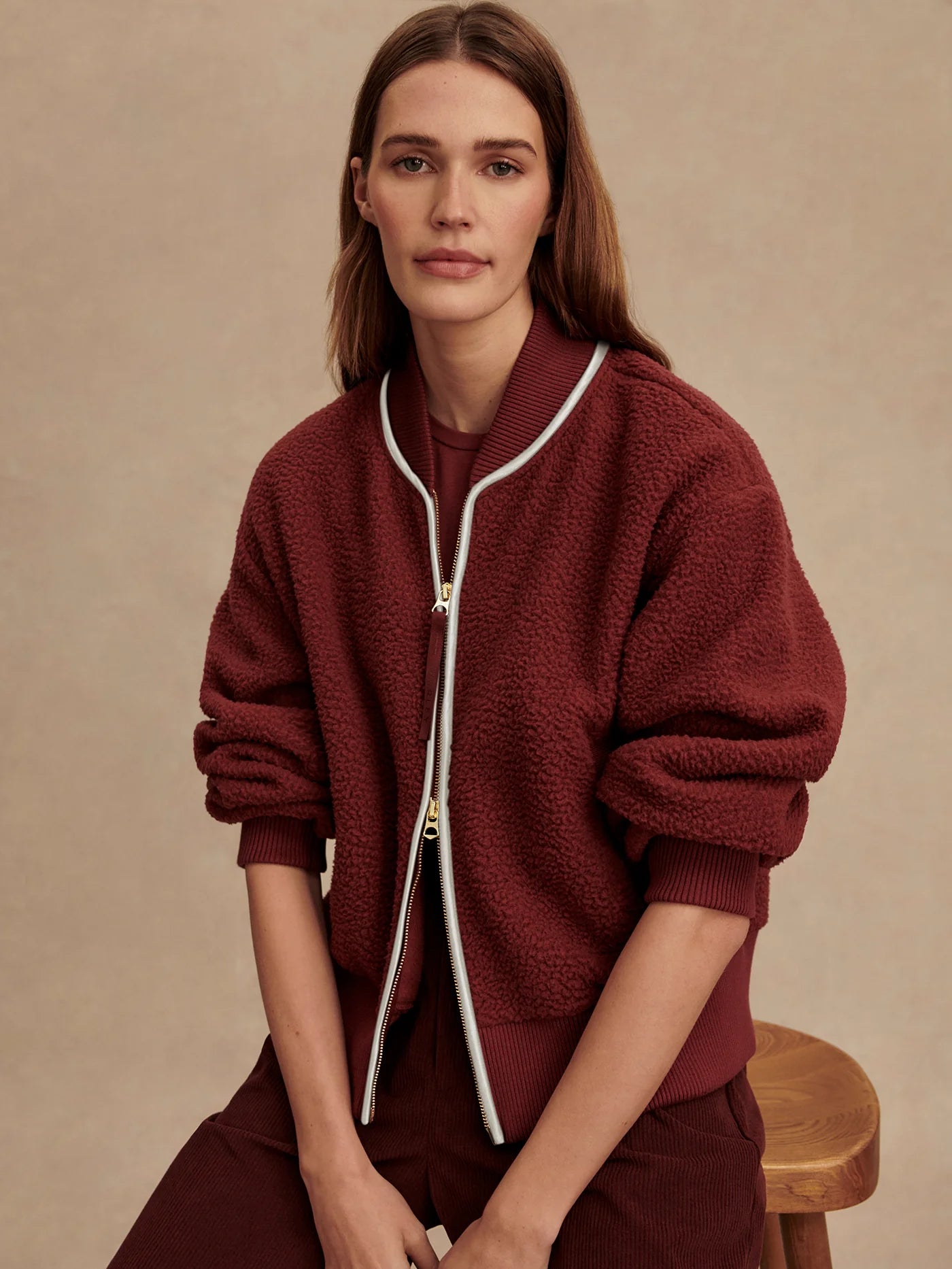 Varley Hasley Fleece Jacket New Maroon