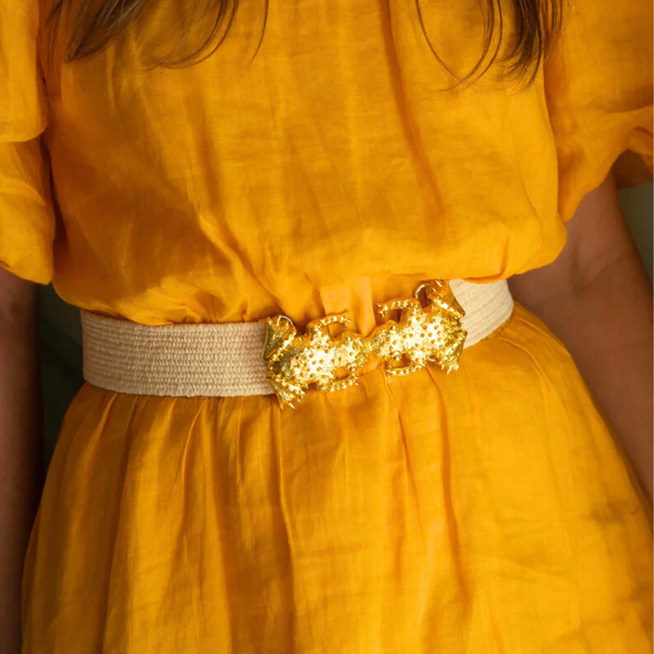 Light Raffia Stretch Belt Band X Small