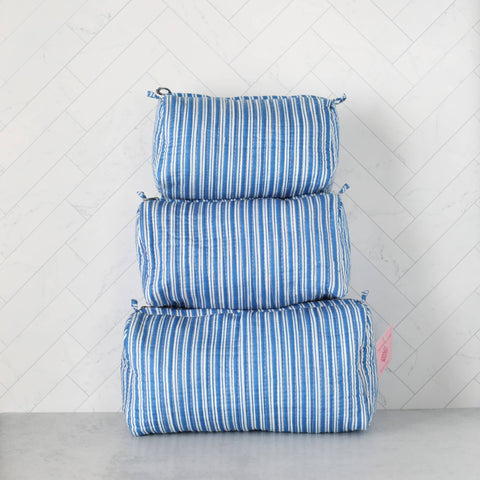 Cosmetic Bag Blue Stripe, Set of 3