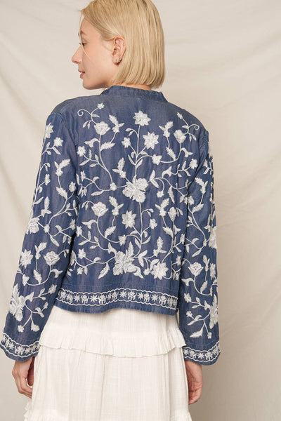 Embroidered Denim Top