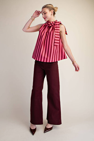 Olivia Ruffle Neck Charcoal/Navy