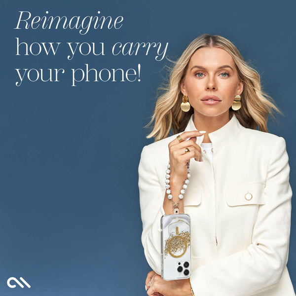 Case-Mate - Beaded White Marble Phone Charm Wristlet