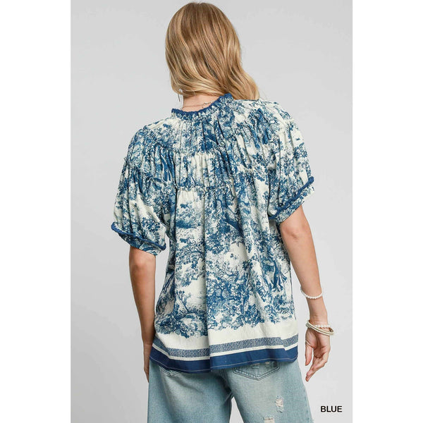 Blue Toile Top