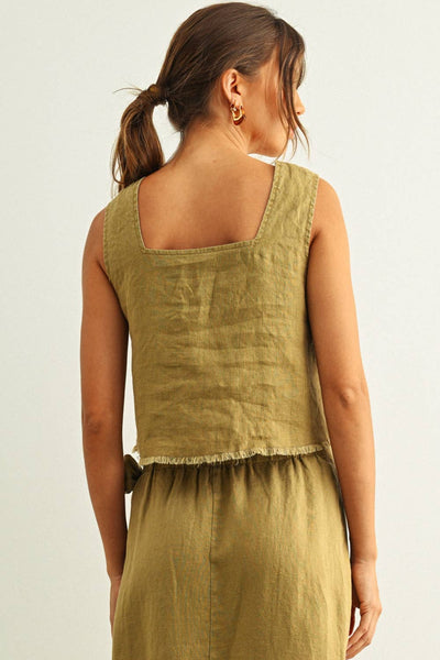Olive Linen Tank