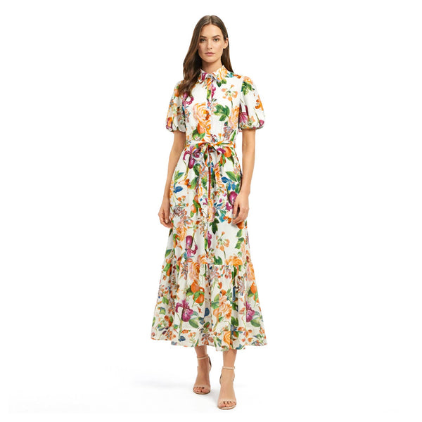 Tangerine Bloom Shirt Dress