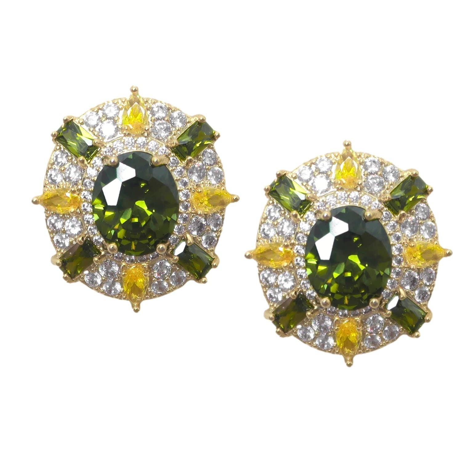 Canary + Olive Gemstone Studs