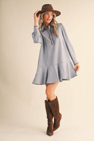 Dusty Blue Striped Dress