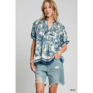 Blue Toile Top