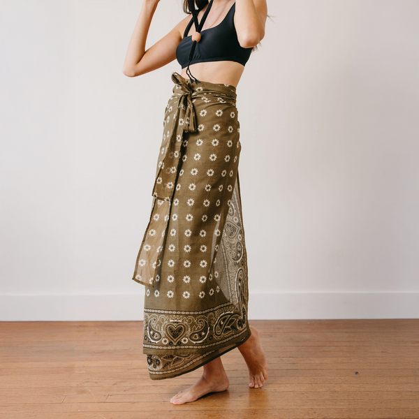 Sunshine Tienda Olive Bandana Tie Sarong