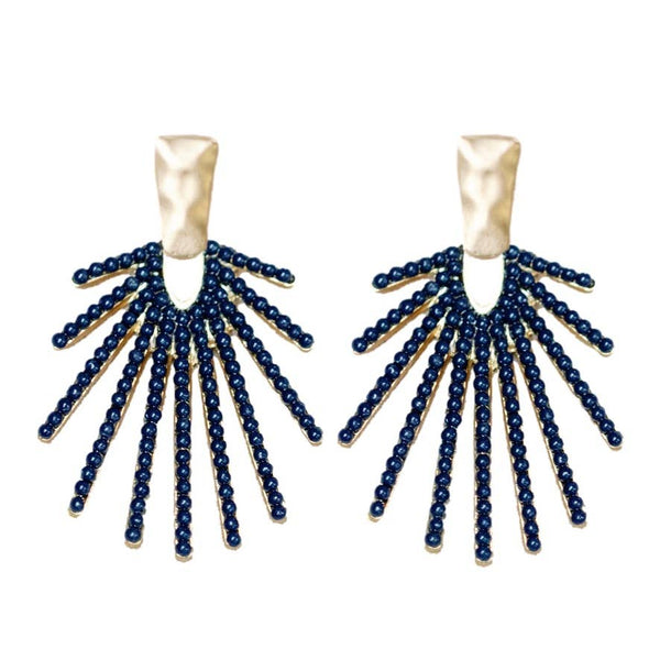 Navy Sunburst Earrings