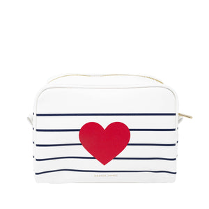 Draper James Pouch, Navy Stripes with Heart