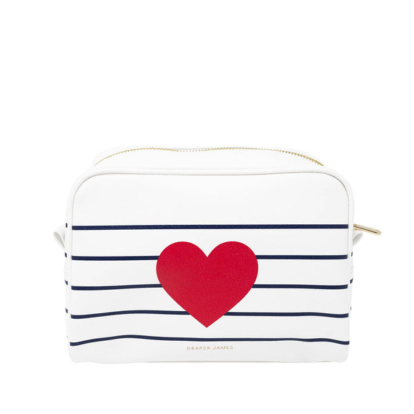 Draper James Pouch, Navy Stripes with Heart