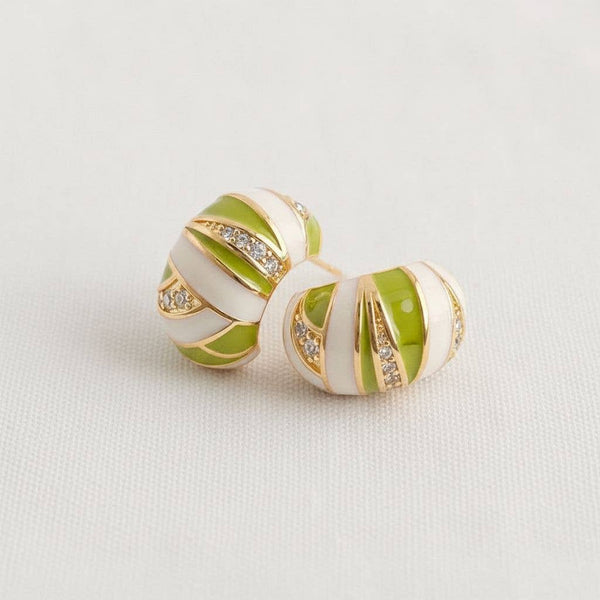 Lime Stripe Drop Earrings