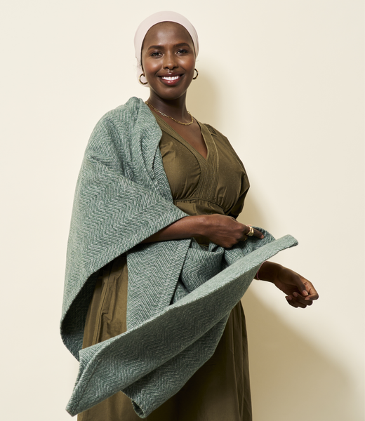 Bayside Herringbone Shawl - Evergreen