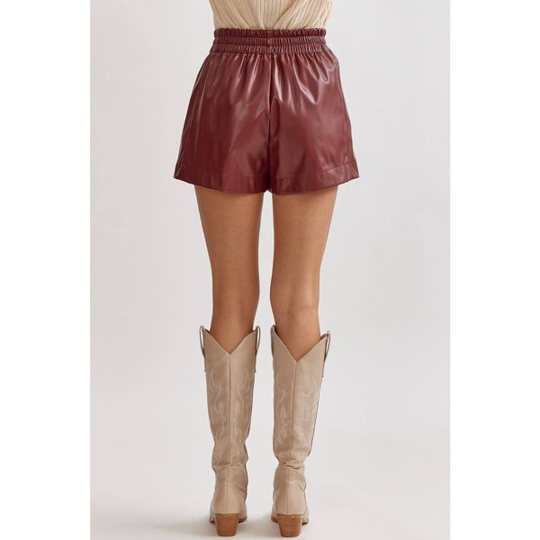 Garnet Faux Leather Shorts