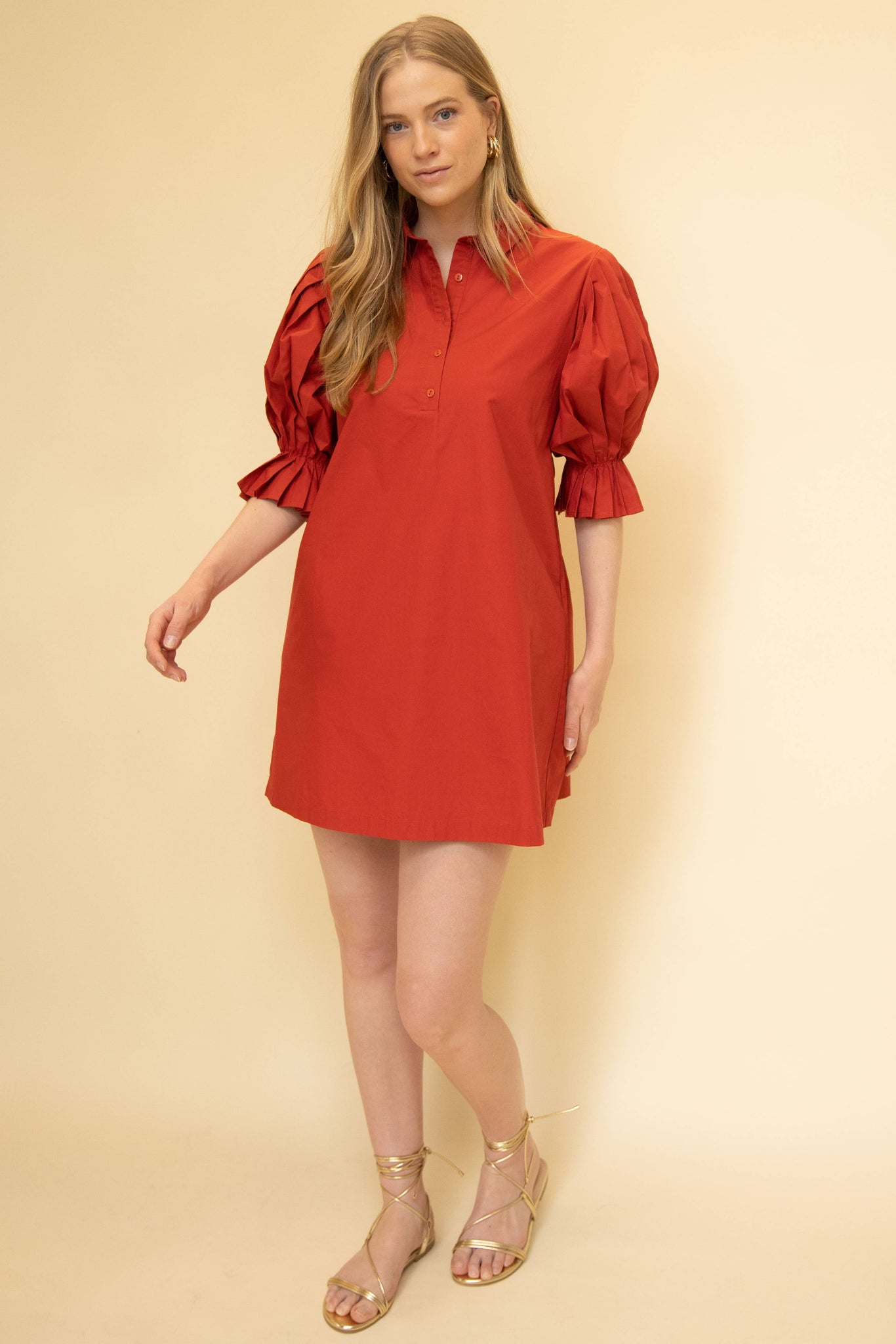 Cherry Red Poplin Dress