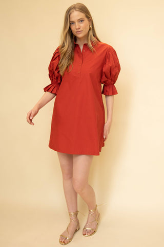 Cherry Red Poplin Dress