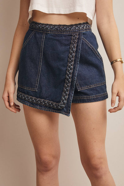 Braided Denim Skort