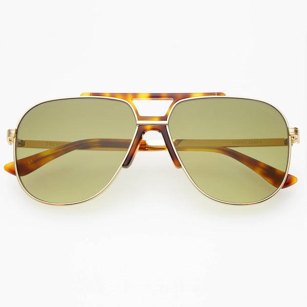 Logan Aviator Sunglasses: Gold / Fade Green