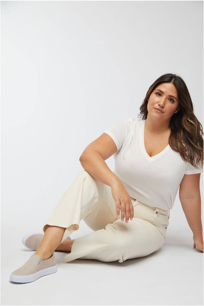 Aberdeen Ecru Ankle Crop High Rise Jean